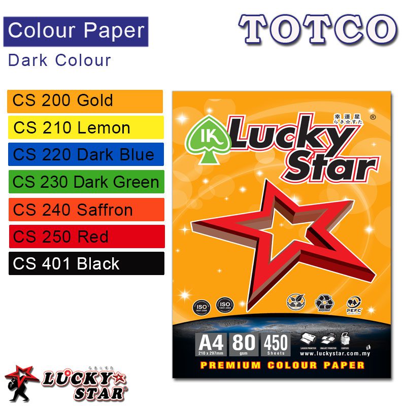 Lucky Star 2 Sheet Card A4 120gsm 100's (Dark Colour)