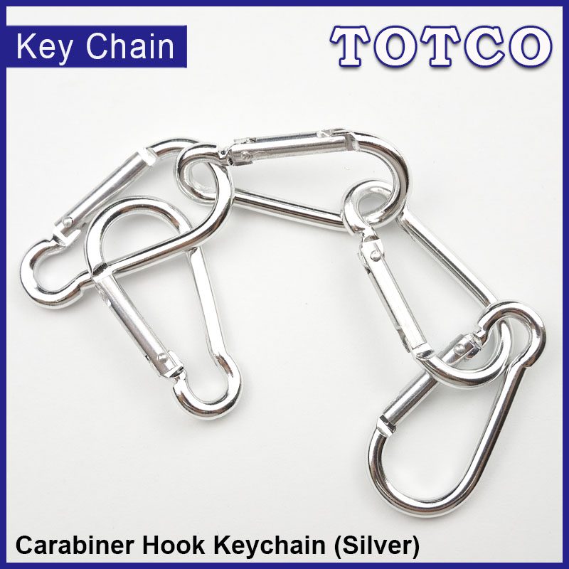 Carabiner Hook Keychain Silver 50mm
