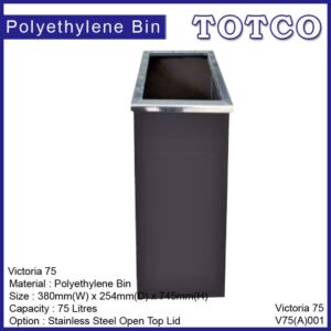 Polyethylene Bins With Stainless Steel Lid Top Opening VICTORIA 75
