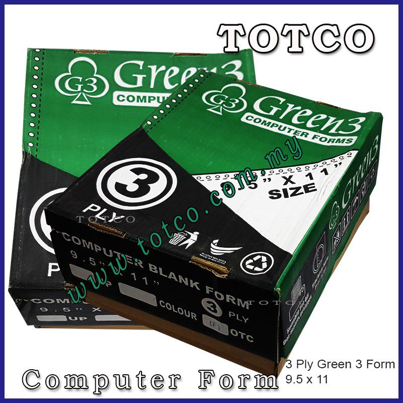 Green3 Computer Form 9.5" X 11" (3Ply 500Fans)