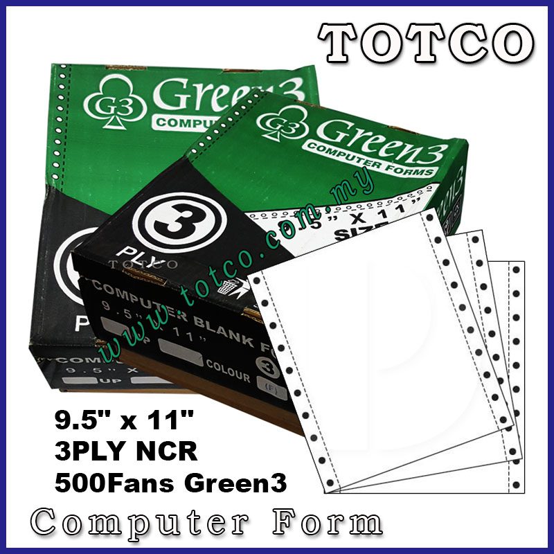 Green3 Computer Form 9.5" X 11" (3Ply 500Fans)