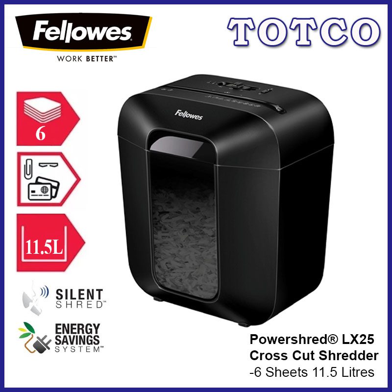 Fellowes Powershred® LX25 Cross Cut Shredder - 6 sheets 11.5 Liters