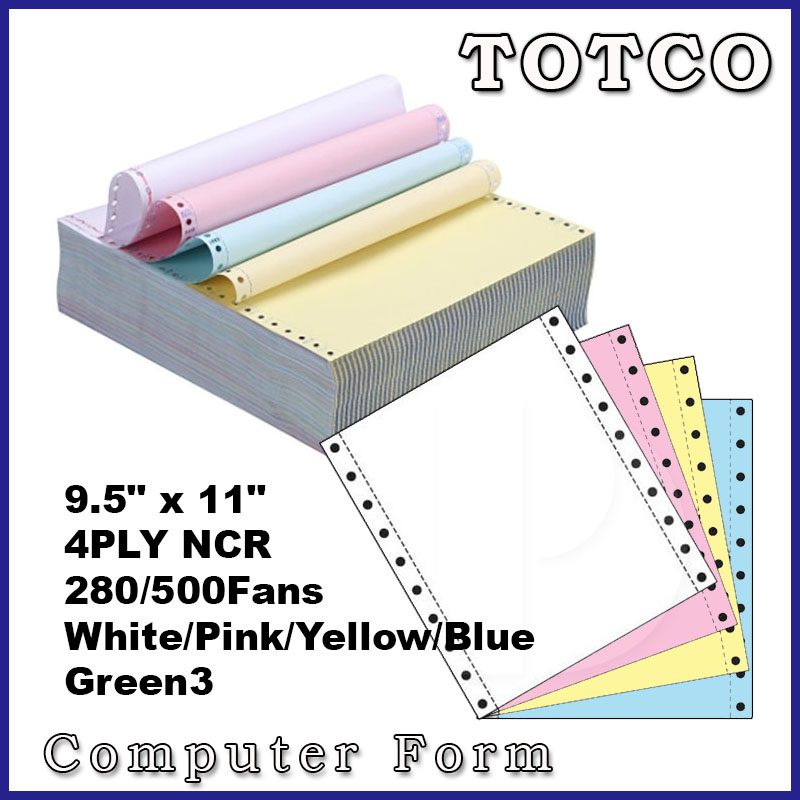 Green3 Computer Form 9.5" X 11" (4Ply White/Pink/Yellow/Blue)