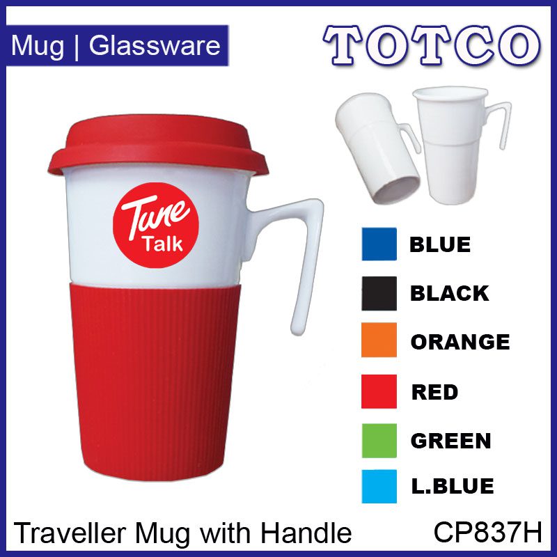 Traveller Mug with Handle & Silicone Cover & Sleeve CP837H