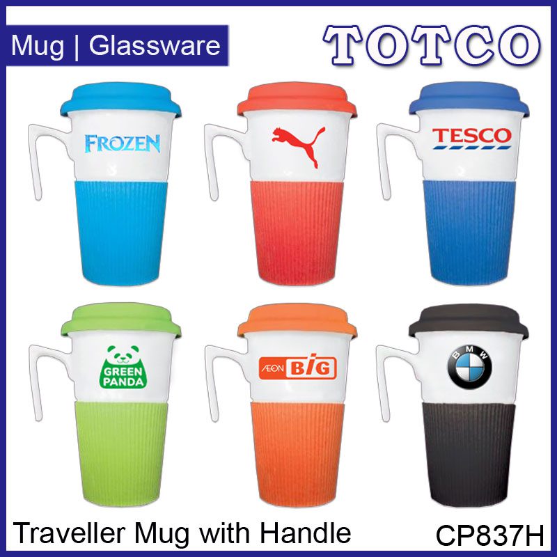 Traveller Mug with Handle & Silicone Cover & Sleeve CP837H