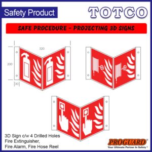 3D Sign c/w 4 Drilled Holes - Fire Extinguisher | Fire Alarm | Fire Hose | First Aid | Emergency Shower | Eyewash
